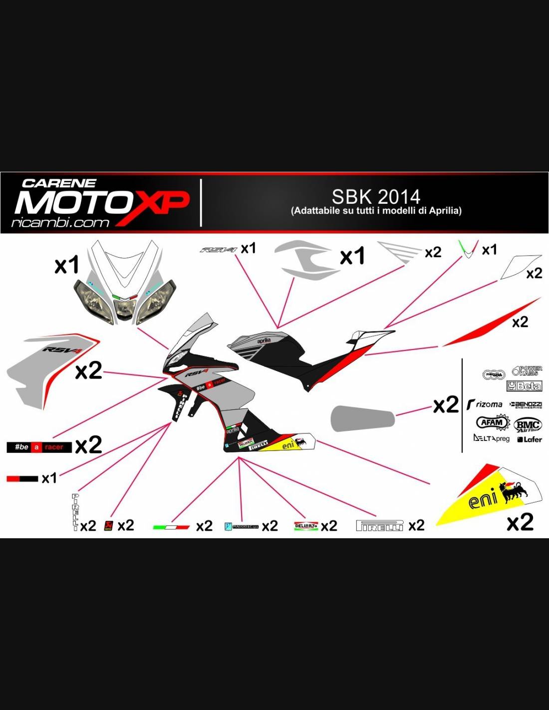 Immagine di Kit Adesivi XP APRILIA RS 125  1998-05