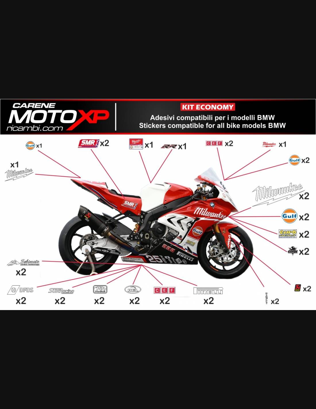 Immagine di Kit Adesivi XP BMW S 1000RR  2009-14