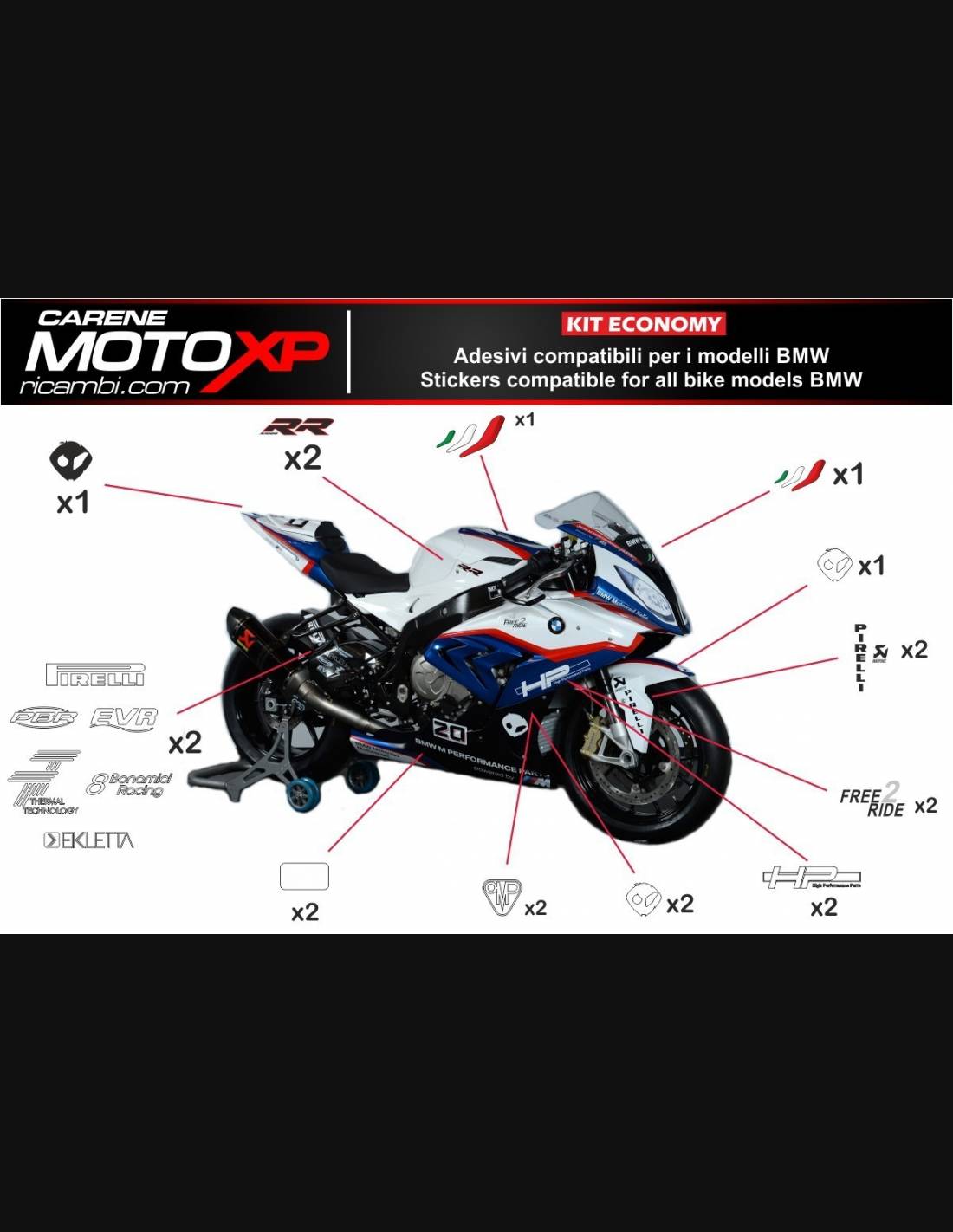 Immagine di Kit Adesivi XP BMW S 1000RR  2015-18