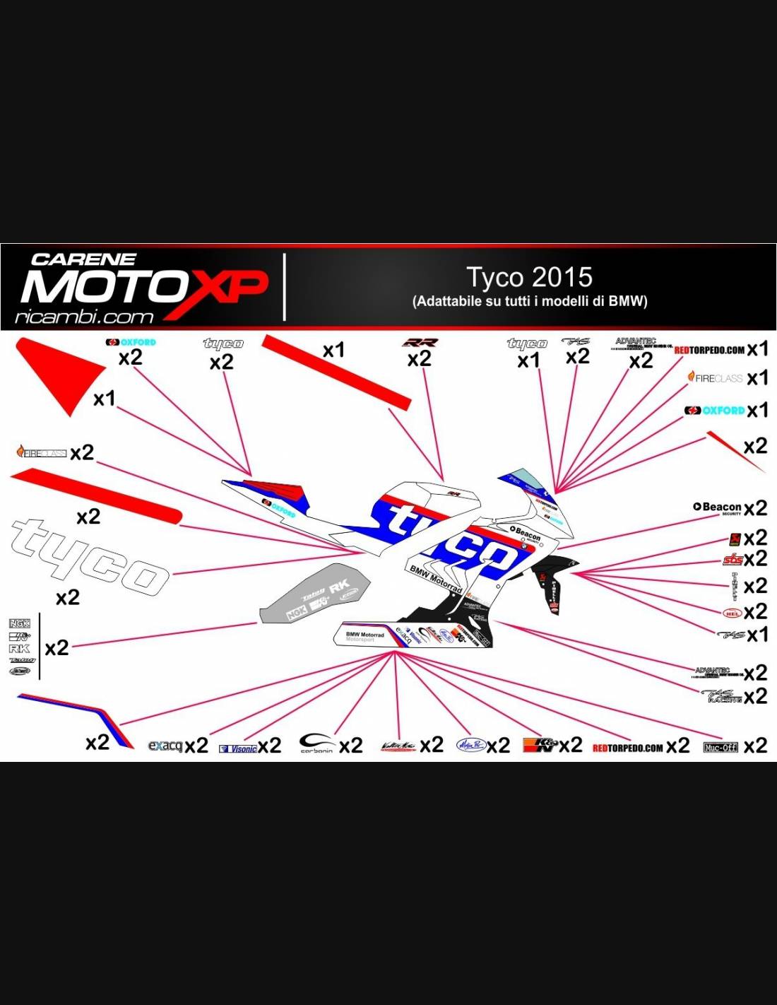 Immagine di Kit Adesivi XP BMW S 1000RR  2015-18