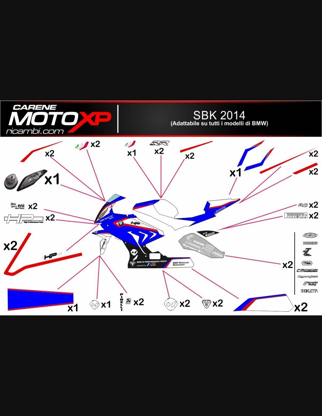 Immagine di Kit Adesivi XP BMW S 1000RR  2015-18