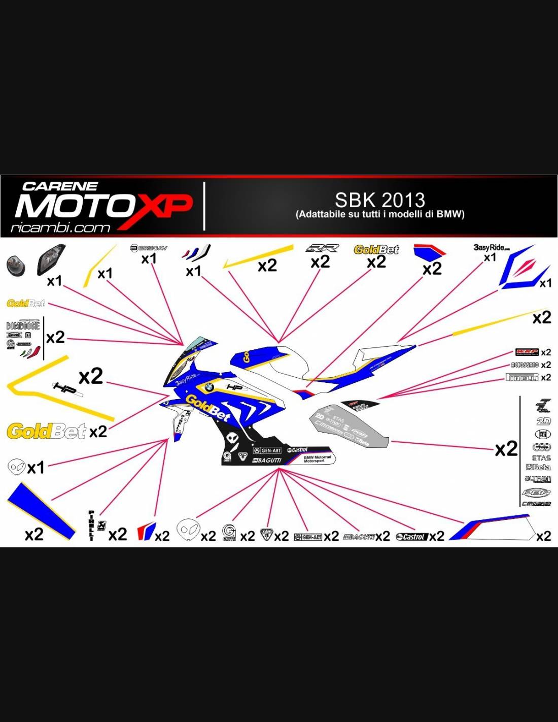 Immagine di Kit Adesivi XP BMW S 1000RR  2015-18